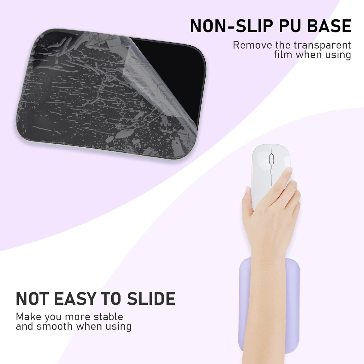 Leolee Elbow Rest Pads for Desk, Black Ergonomic Arm Rest Pads with Memory Foam & Non-Slip Base, Armrest Cushion Support Pad Relieve Elbow and Wrist Pain for Computer, Office, 2 Packs