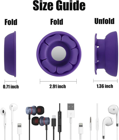 MAIRUI Wired Earbud Case Earphone Headphone Cord Organizer Earbuds Wrap Soft Silicone Magnetic Holder Storage Tangle Free Cable Winder(Red)