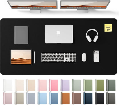 YSAGi Leather Office Desk Pad Protector, Large Mouse Pad, Non-Slip, PU Leather, Laptop Desk Blotter, Waterproof Writing Pad for Office and Home, Black, 23.6" x 13.8" - Colors B