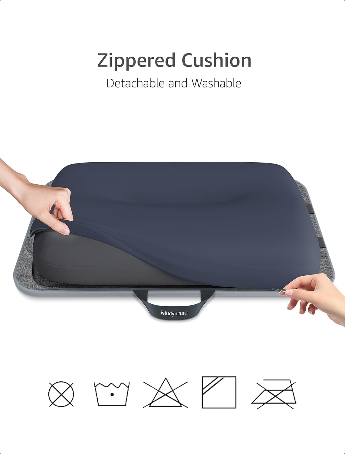 Lap Desk, Portable Laptop Stand with Washable Cushion, Fits up to 17 inch Laptop, with Device Ledge and Phone Holder, Use on Bed,Couch, Sofa, Floor, Home Office– ISTUDYNITURE (Large, Black)