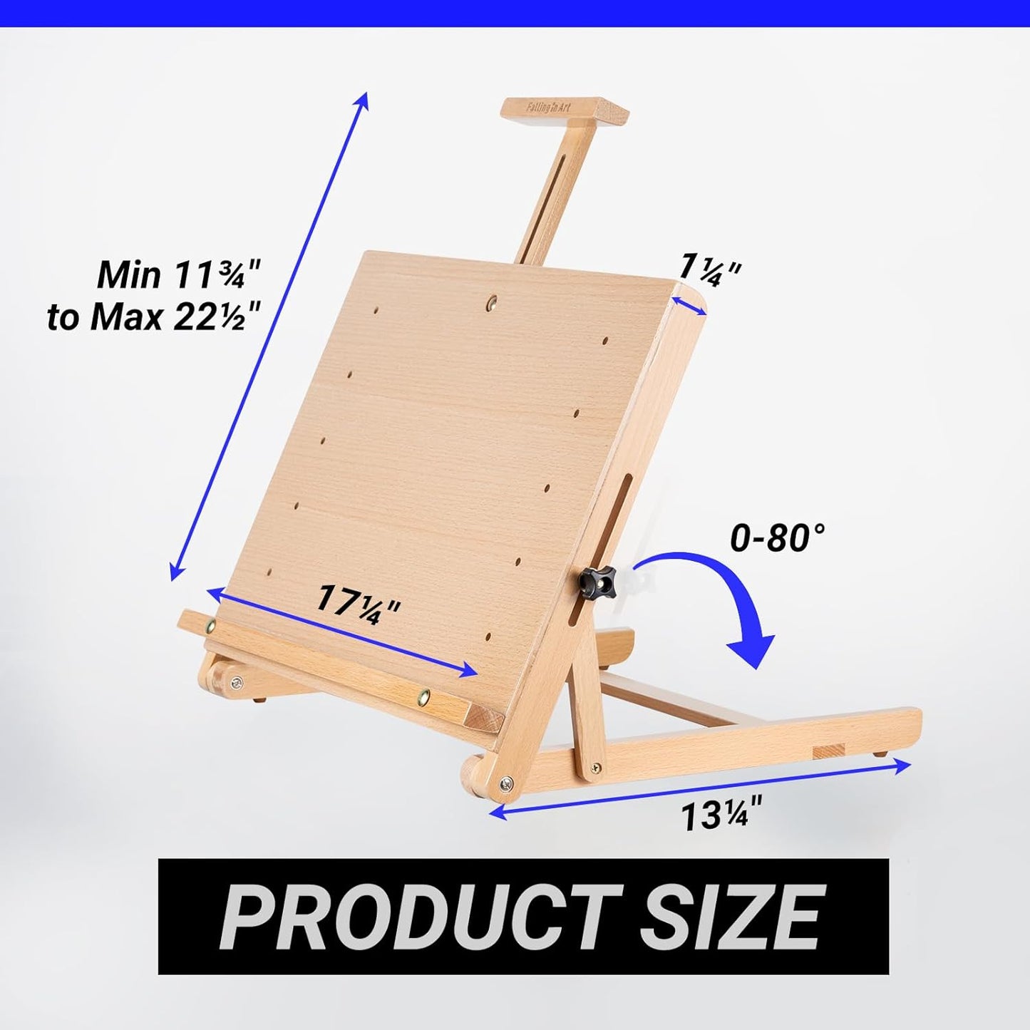 Falling in Art Beechwood Tabletop Easel, Wooden Drawing Board Easel, Adjustable Desktop Easel for Artists and Beginners, Suitable for Painting and Displaying Artwork
