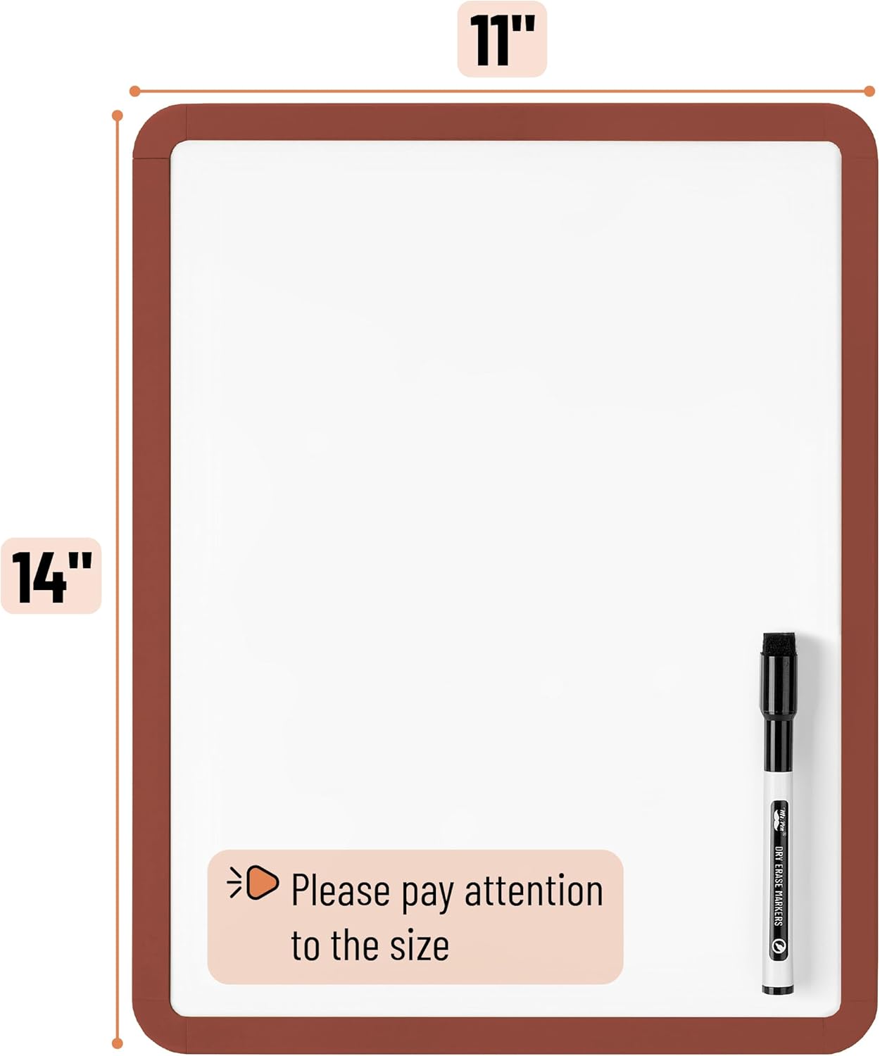 Mr. Pen- Dry Erase Board, 14” x 11” with a Black Dry Erase Marker, White Frame, Small Mini White Board for Students, Fridge, Wall, Locker, Includes Double Sided Tapes