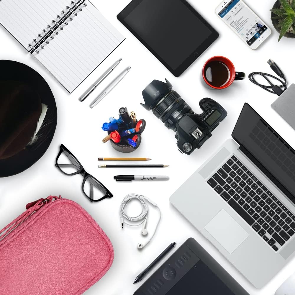 Electronics Organizer Bag Pouch Cable Charger Organizer Travel Shockproof Cord Carrying Case for Earphone Powerbank USB Hard Drive SD Card (Black)