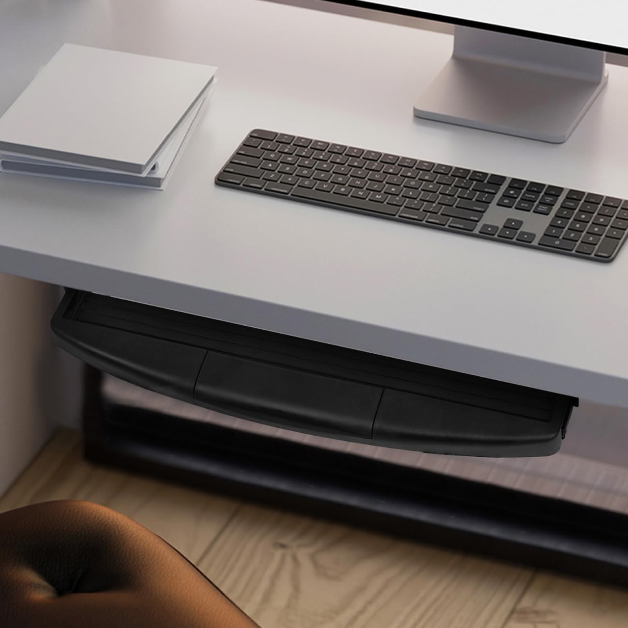 SEWACC Under Desk Keyboard Tray Slide Out Platform Ergonomic Keyboard Drawer for Easy Access Durable Construction for Office and Home Use