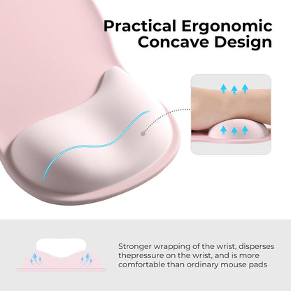 EooCoo Ergonomic Mouse Pad with Gel Wrist Rest Support, Middle Concave Design for Natural Wrist Alignment, Non-Slip Base Mousepad for Laptop, Computer, Office Desk Accessories, Carpal Tunnel Syndrome