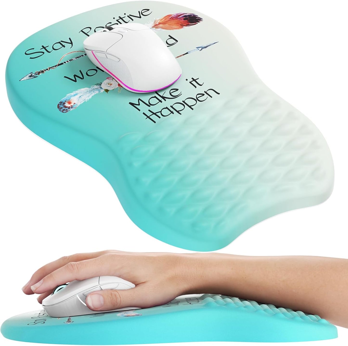 MROCO Ergonomic Mouse Pad with Wrist Support, Memory Foam Wrist Rest Mouse Pad, Non-Slip Base, Smooth Surface for Office & Home, Black