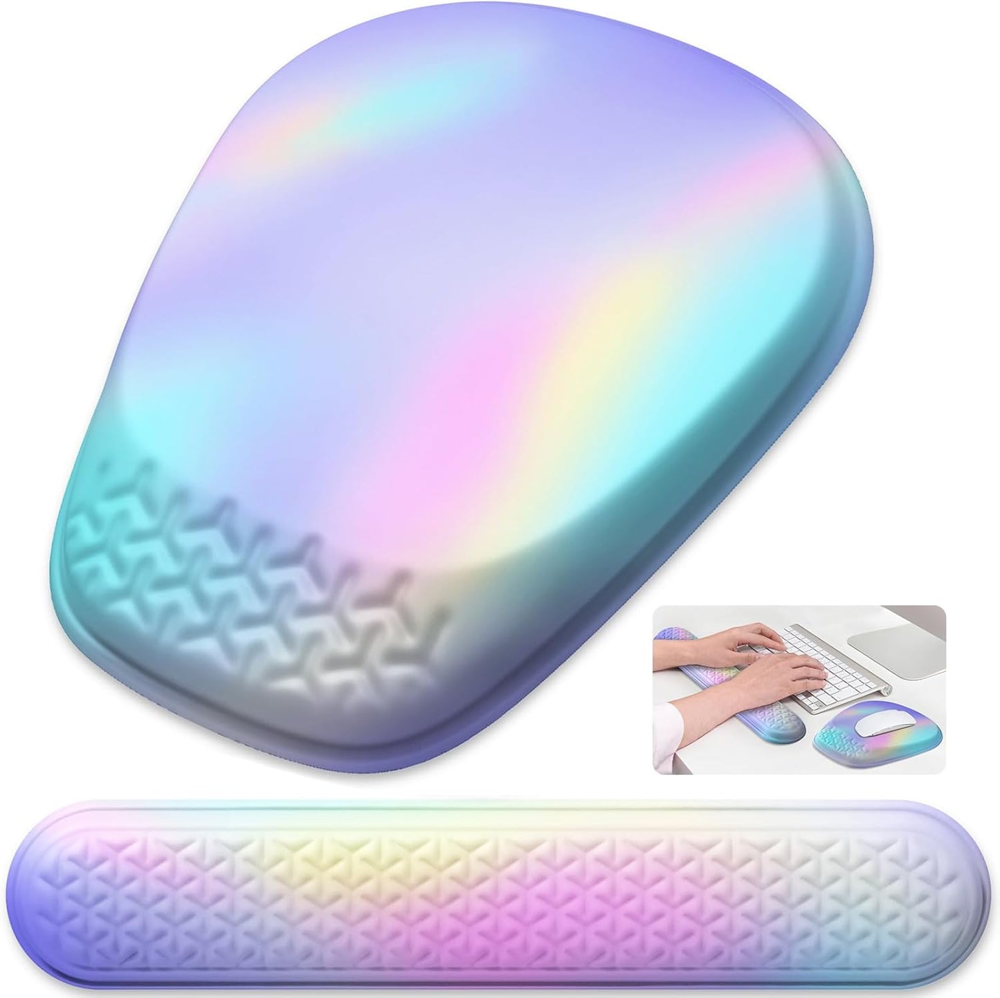 Mouse Pad with Wrist Rest, Comfortable Keyboard Wrist Rest, Memory Foam Wrist Rest for Computer Keyboard, Ergonomic Mouse Pad Set for Easy Typing & Pain Relief for Office Black