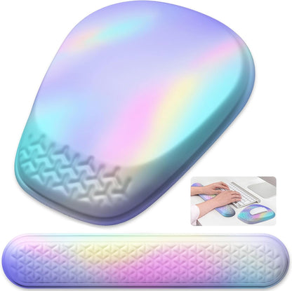 Mouse Pad with Wrist Rest, Comfortable Keyboard Wrist Rest, Memory Foam Wrist Rest for Computer Keyboard, Ergonomic Mouse Pad Set for Easy Typing & Pain Relief for Office Black
