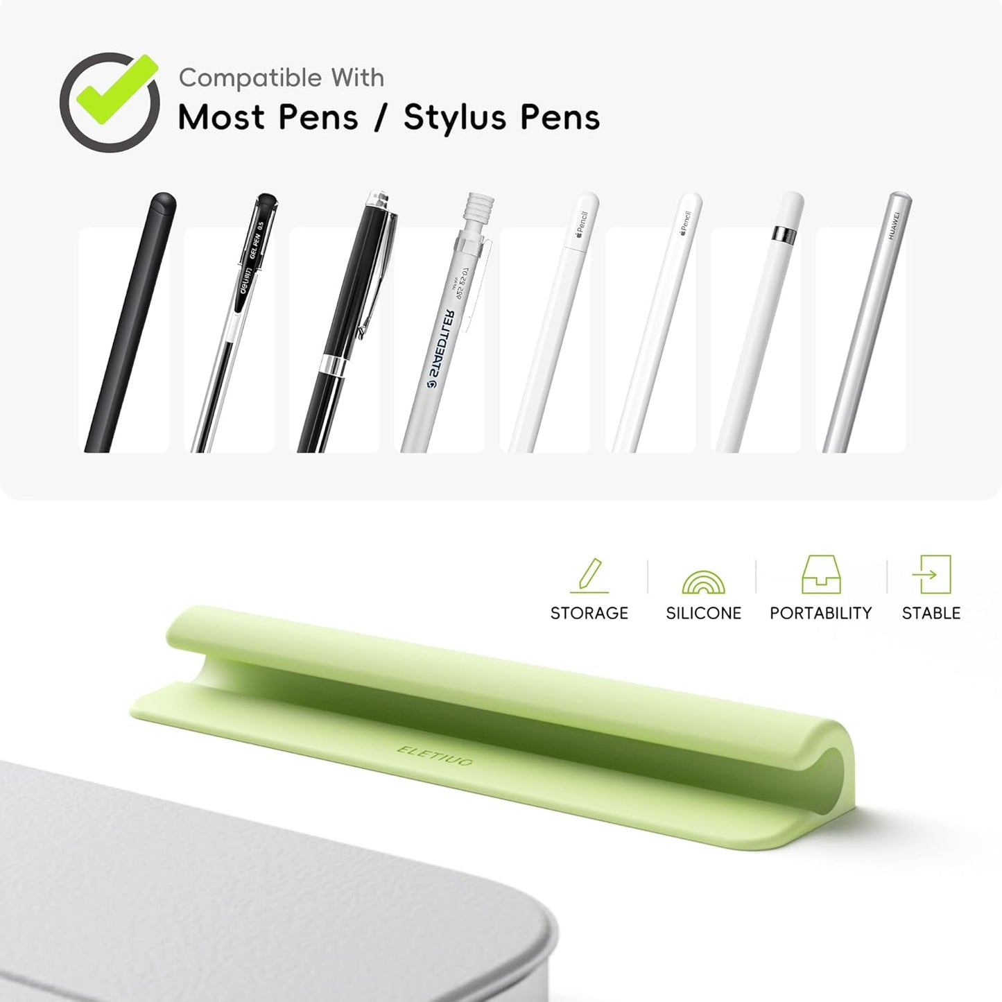 ELETIUO Silicone Pencil Holder Sleeve,Compatible with Apple Pencil (USB-C),Apple Pencil 1st/ 2nd Generation,Strong Adhesive Sticky Attached to iPad Case for Stylus Pens,Black