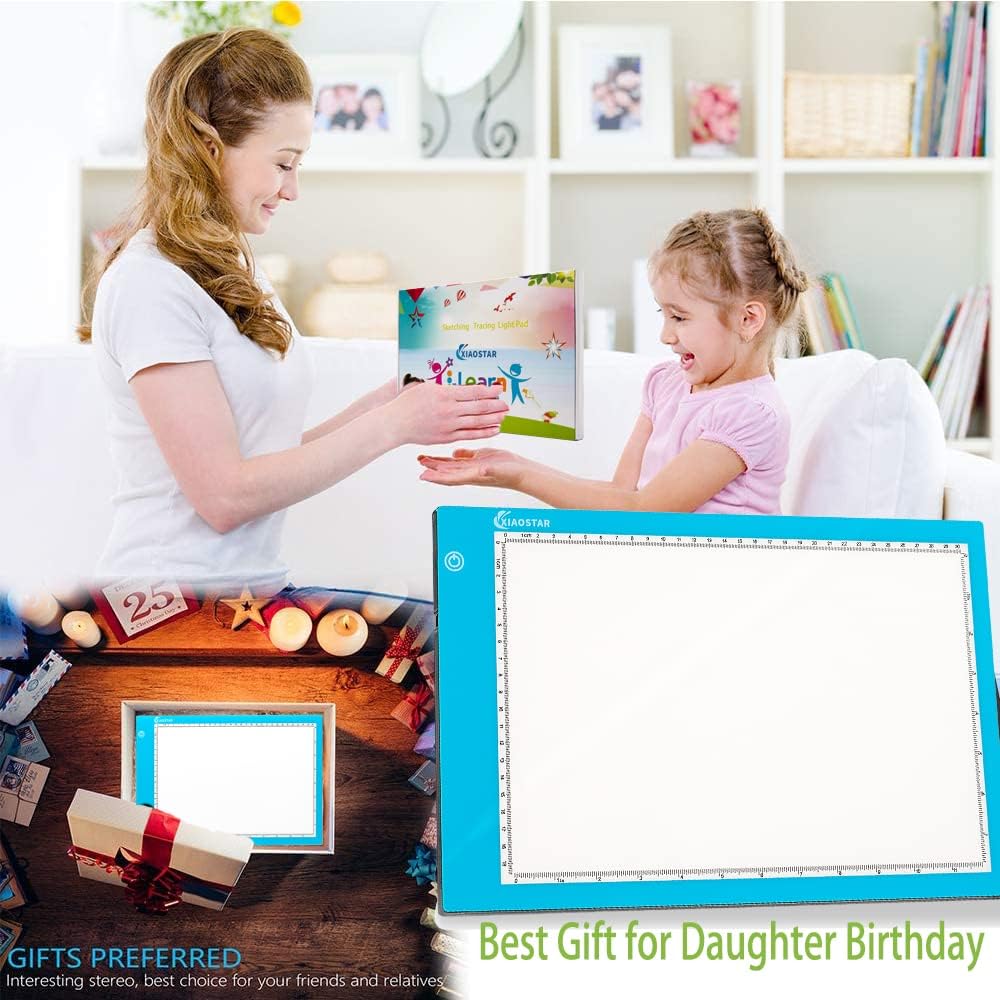 XIAOSTAR Light Box Drawing Pad A5, Tracing Board with Micro USB Cord Charge Cable and Brightness Adjustable for Artists, AnimationDrawing, Sketching, Animation, X-ray Viewing (A5) Not Rechargeable