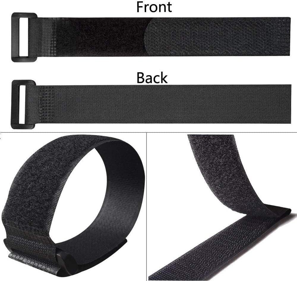 25pcs Black Reusable Fastening Cable Straps, Hook and Loop Cable Tie Down Straps 1" x 12"