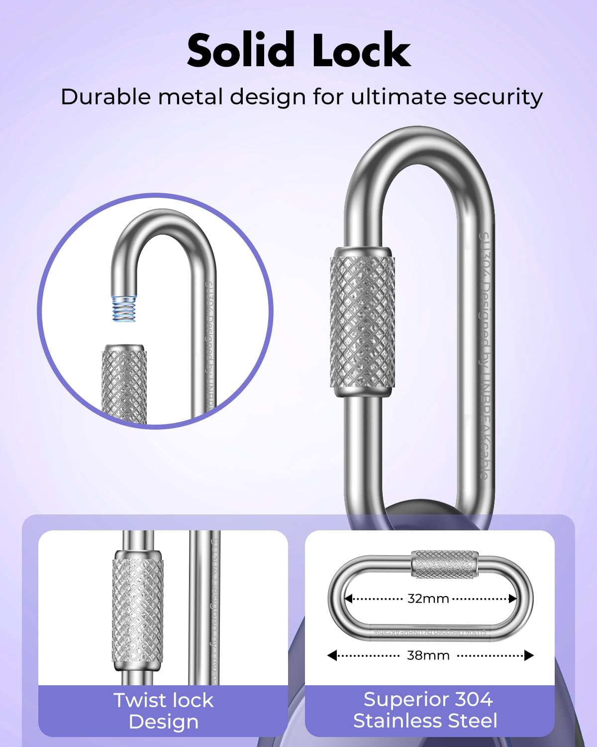 UNBREAKcable AirTag Holder for Apple - 4 Pack Air Tag Case [Professional Carabiner] [Waterproof] [Shockproof] TPU AirTag Keychain for Kids, Pets, Keys, Luggage, Backpacks