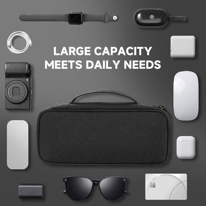 Teskyer Tech Organizer Pouch – Portable Waterproof Electronics Bag with Compartments for Cables, Chargers, Earbuds & Phone (Black)