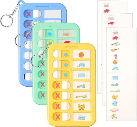 3Pcs Reminder Board for The Elderly Portable ADHD Tools for Kids Detachable Visual Schedule Keychain Daily Task Planning Boards for Kids School Bag Creative Checklist Board with List Cards Stickers