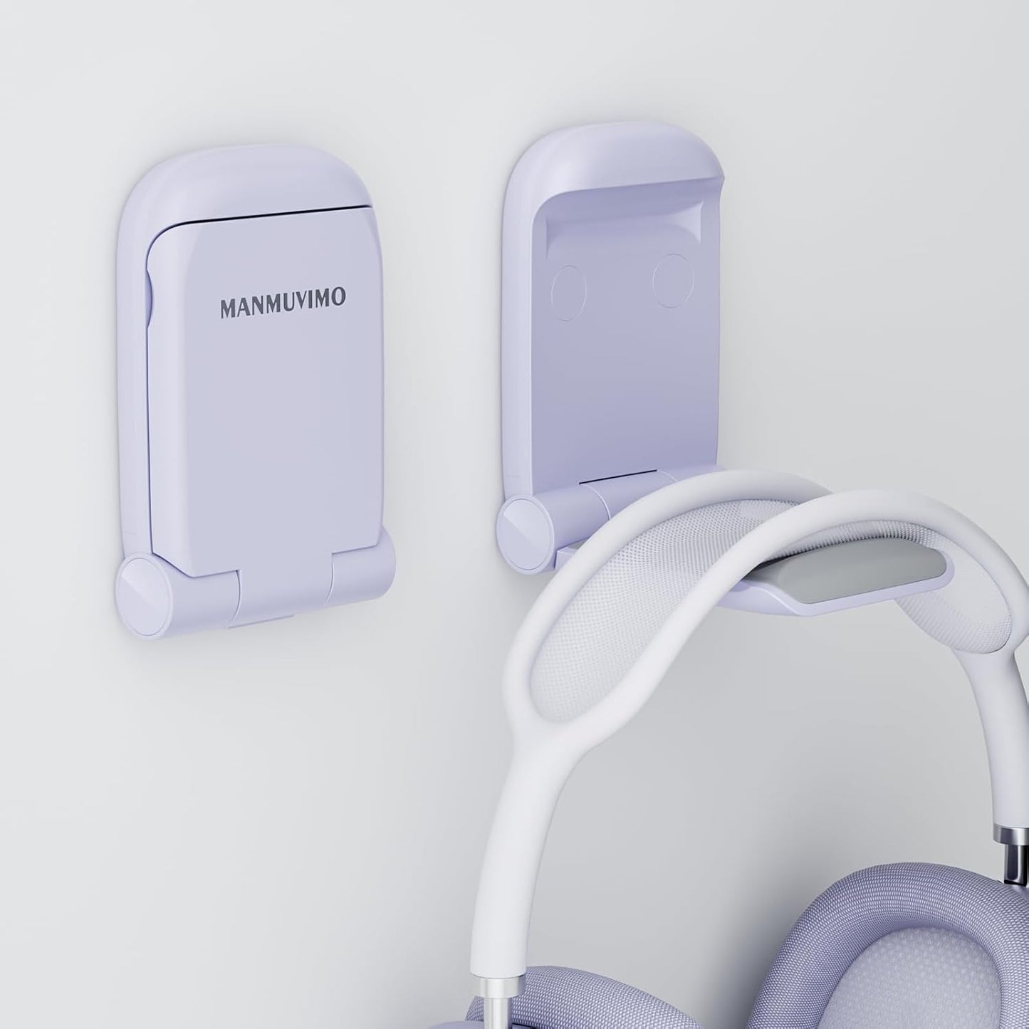MAMUVIMO Headphone Stand, Headset Stand Foldable ＆ Sticky, Headphone Holder Hook Mount with Non-Slip Silicone, Adhesive Earphone Desk Hanger Clip Space-Saving for Airpods Max, All Earphones- Pink