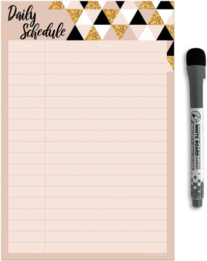 Dry Erase Daily Schedule Planner Sticker Decal by Glassboard Studio | Removable & Reusable | Magnetic Fine-Tip Marker Included (9 x 12 inches, White)