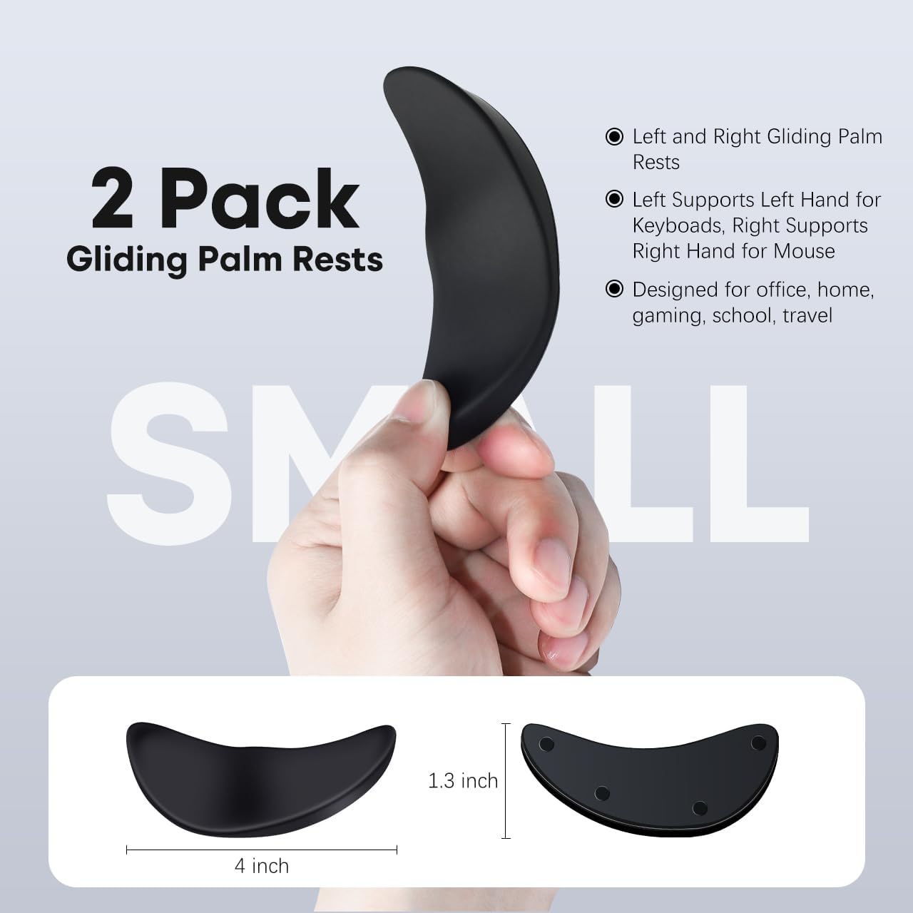 JIKIOU Right-Handed Truly Ergonomic Wrist Rest for Mouse 2 Pack, Carpal Tunnel Support, Pain Relief, Anti-Fatigue, Easy Glide, Office Computer Laptop Gaming Black