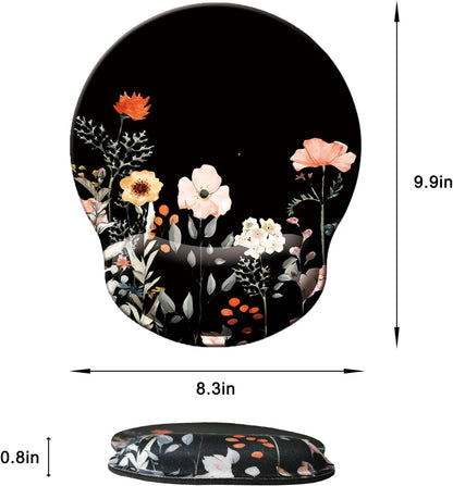 Mouse Pad with Wrist Support, Ergonomic Mouse Pad with Memory Foam Wrist Rest Cushion, Non-Slip Rubber Base Gaming Mice Pad for Home Office Computer Laptop, Flowers Grass