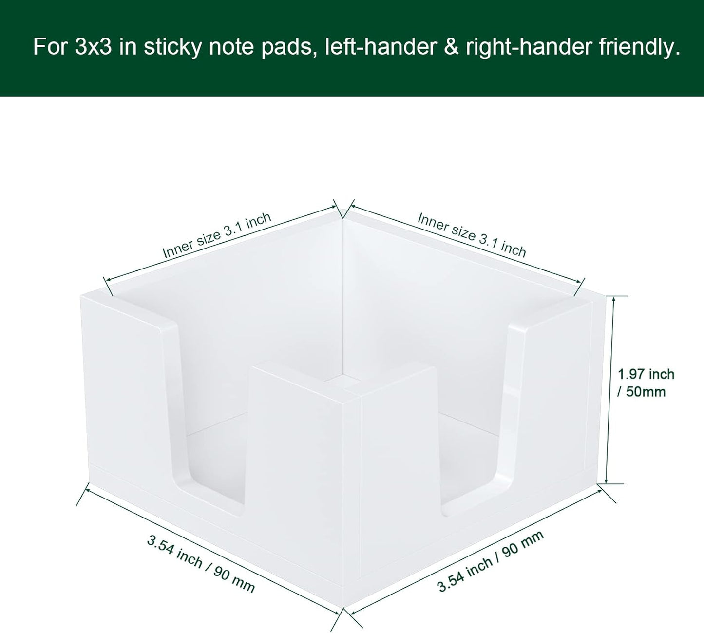 Acrylic Sticky Note Holder, Self-Stick Note Pad Holder W/O Pads - Note Dispenser Memo Pad Holder Desk Organizer for School Office Home (3''x3'' Clear)