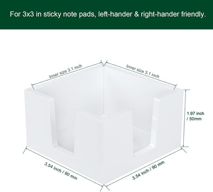 Acrylic Sticky Note Holder, Self-Stick Note Pad Holder W/O Pads - Note Dispenser Memo Pad Holder Desk Organizer for School Office Home (3''x3'' Clear)