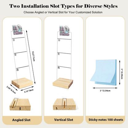 Monitor Memo Board Computer Monitor Memo Board Sticky Note Organizer Kidney Acrylic Desk Accessories Removable Wooden Base Set Sticky Notes 100 Sheets 11.8×3.1 inches
