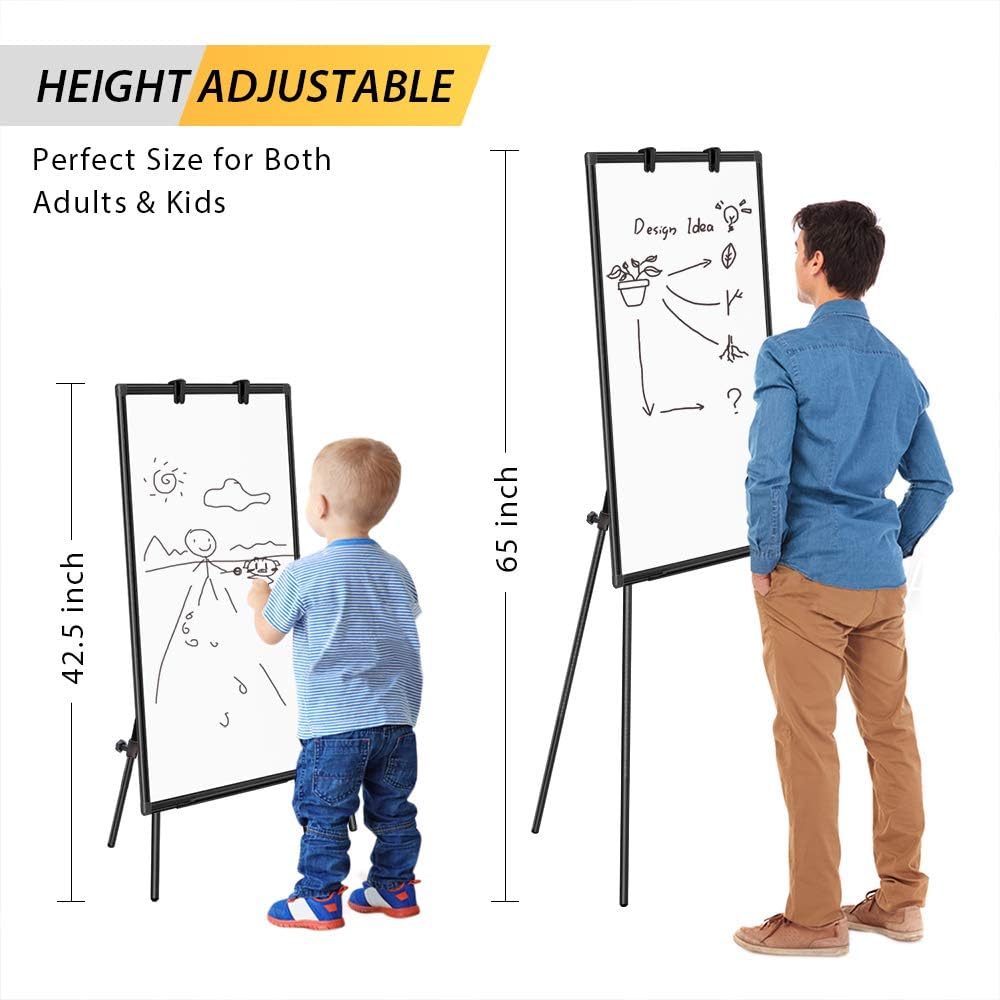 Easel Whiteboard - Magnetic Portable Dry Erase 36 x 24 Tripod Height Adjustable, 3' x 2' Flipchart Easel Stand White Board for Office or Teaching at Home & Classroom (36x24 White)