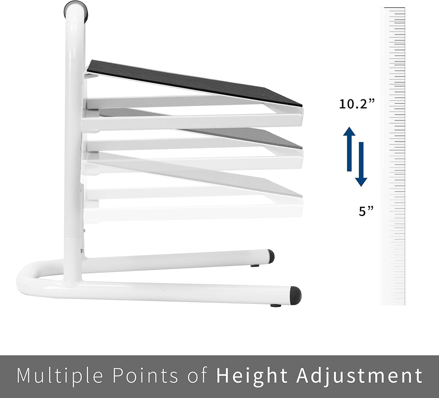 VIVO Ergonomic Height Adjustable Foot Rest Relief Platform, Elevated Stool for Comfortable Sit to Stand Workstation, Non-Slip Surface, Portable, Home Office Classroom Use, Black, STAND-FT01