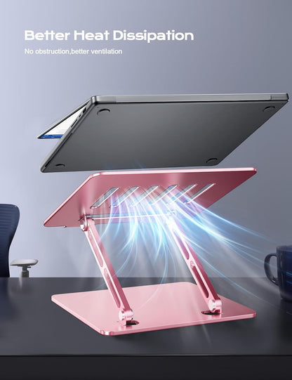 LOXP Adjustable Laptop Stand for Desk, Metal Foldable Laptop Riser Holder, Portable Ventilated Cooling Desk Book Shelf, Ergonomic Computer Notebook Stand Compatible with 10-15.6" Laptops