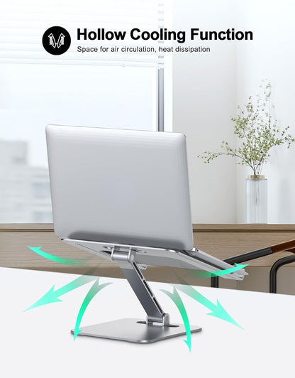 RIWUCT Foldable Aluminum Alloy Laptop Stand for Desk, Height Adjustable Ergonomic Computer Stand for Laptop, Portable Laptop Riser Holder Notebook Mount Compatible with MacBook Pro Air/HP/Dell 10-16"