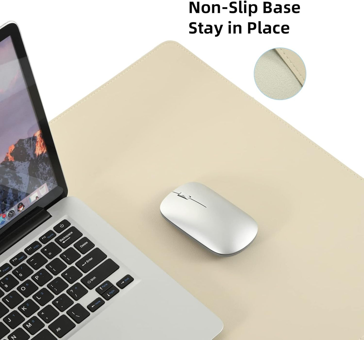 Leather Desk Pad,Wolaile 36x17 inch Large Mouse Pad,Waterproof Non-Slip Writing Desk Blotter,Computer Mat Desktop Protector for Office Home,Black