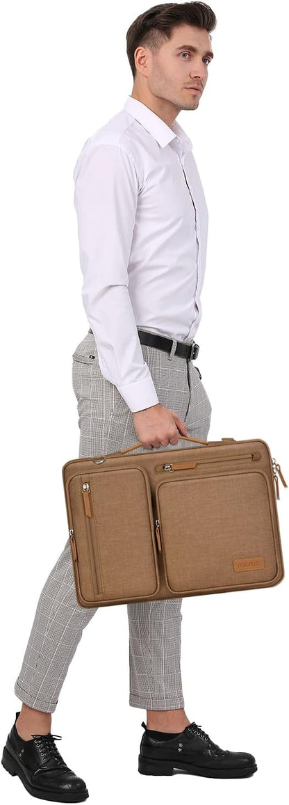 MOSISO 360 Protective Laptop Shoulder Bag,15-15.6 inch Computer Bags Compatible with MacBook Pro 16 inch, HP, Dell, Lenovo, Asus Notebook,Side Open Messenger Bag with 4 Zipper Pockets, Gray