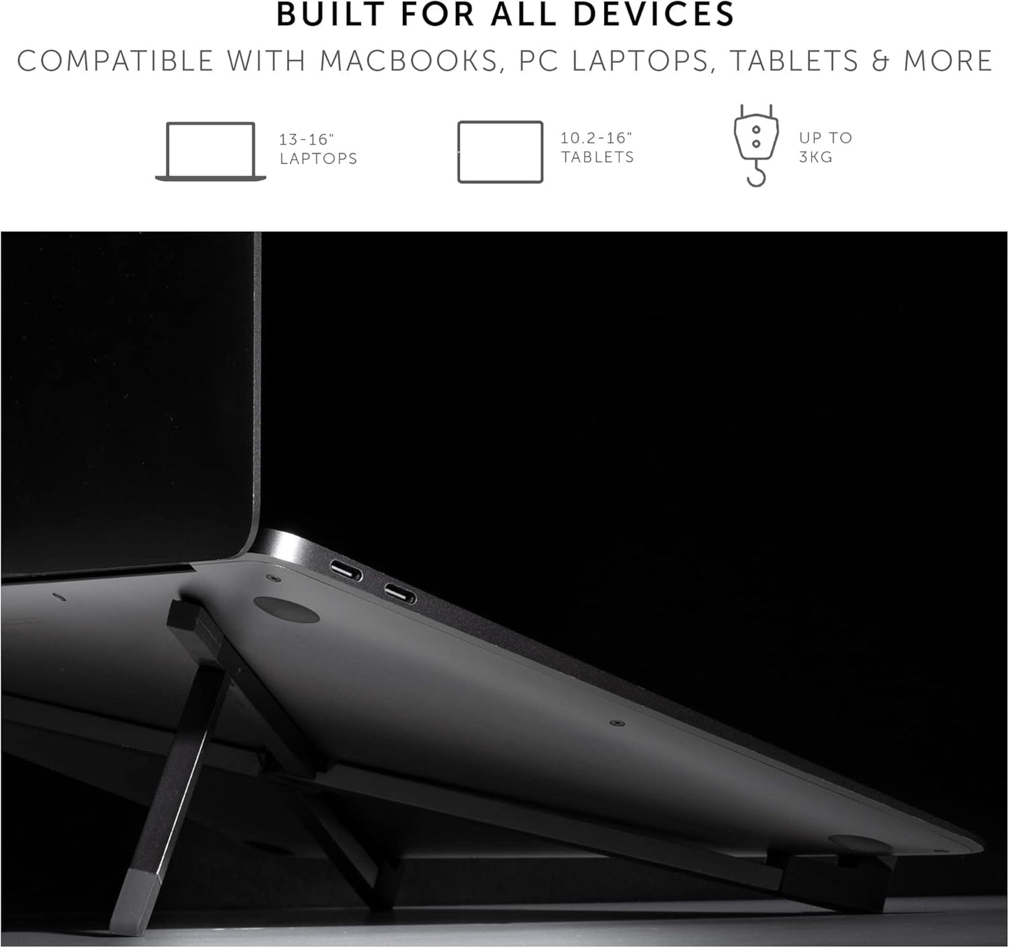Native Union Fold Laptop Stand – Ultra-Slim Foldable & Portable Laptop Stand – Ergonomic & Optimized Viewing Angle – for 13 to 16 Inch MacBooks & Laptops, 10 to 16 Inch iPads & Tablets (Black)
