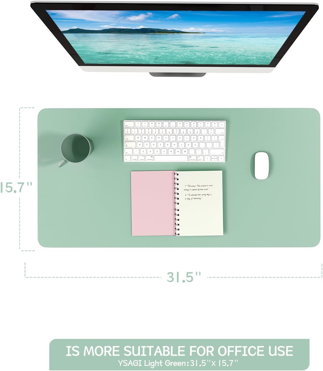 YSAGi Non-Slip Leather Desk Pad, Waterproof Laptop Computer Desk Keyboard Mat, Table Protector Blotter Mat, Large Mouse Pad for Office/Work/Home/Decor(Black, 31.5" x 15.7")