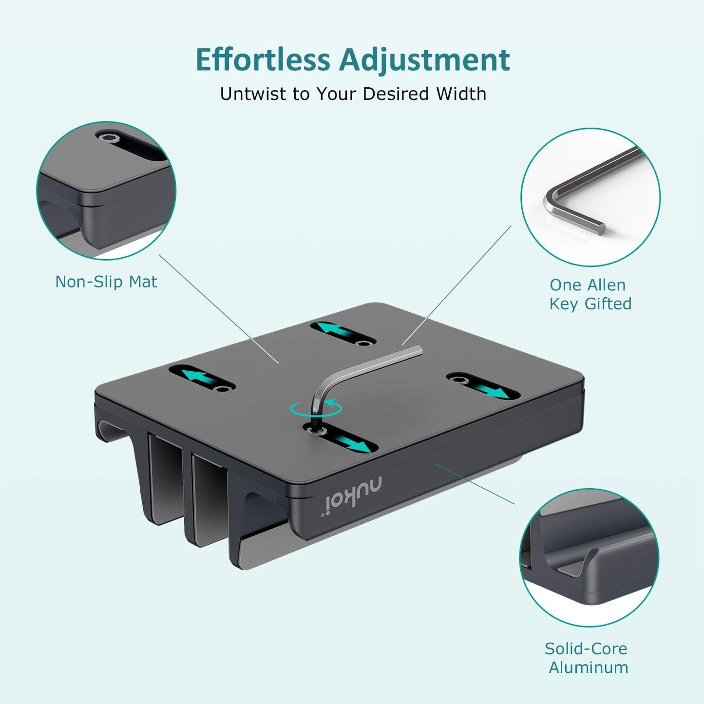 Vertical Laptop Stand - SPACEMax Adjustable GRIPLock Anti-Tip Silicone 4 Slots Aluminum Desktop Holder - Double Dock Stand - 2 Phone Slots Fits Up to 17.3” Laptops, Tablets, Phones - Silver