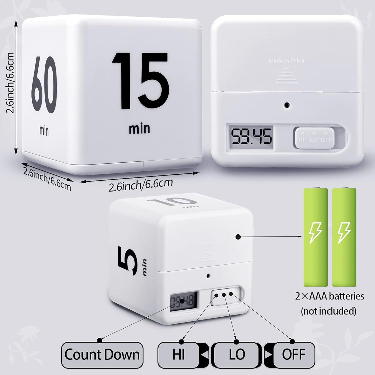 Weewooday 2 Pieces Cube Productivity Timer Flip Gravity Sensor Flip Countdown Countup Workout Timer Management 1 3 5 10 Minutes and 15 20 30 60 Minutes for Work Learning Kitchen Cooking(Green, Blue)