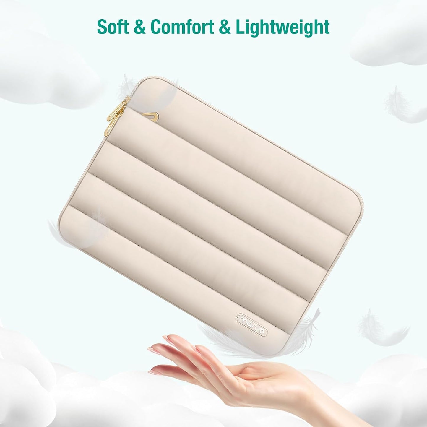 MOSISO Laptop Case 13.3 inch,13-13.3 inch Puffy Laptop Sleeve Compatible with MacBook Neo/Air 13.6 M5 M4 M3 M2 M1/Pro 13/14,HP Dell ASUS Lenovo,Polyester Horizontal Bag with Small Case, Sand
