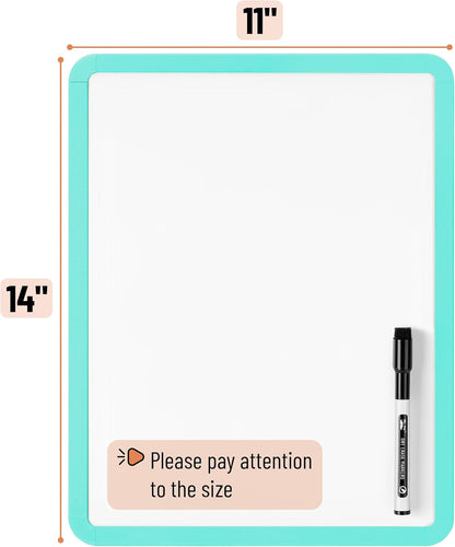 Mr. Pen- Dry Erase Board, 14” x 11” with a Black Dry Erase Marker, White Frame, Small Mini White Board for Students, Fridge, Wall, Locker, Includes Double Sided Tapes