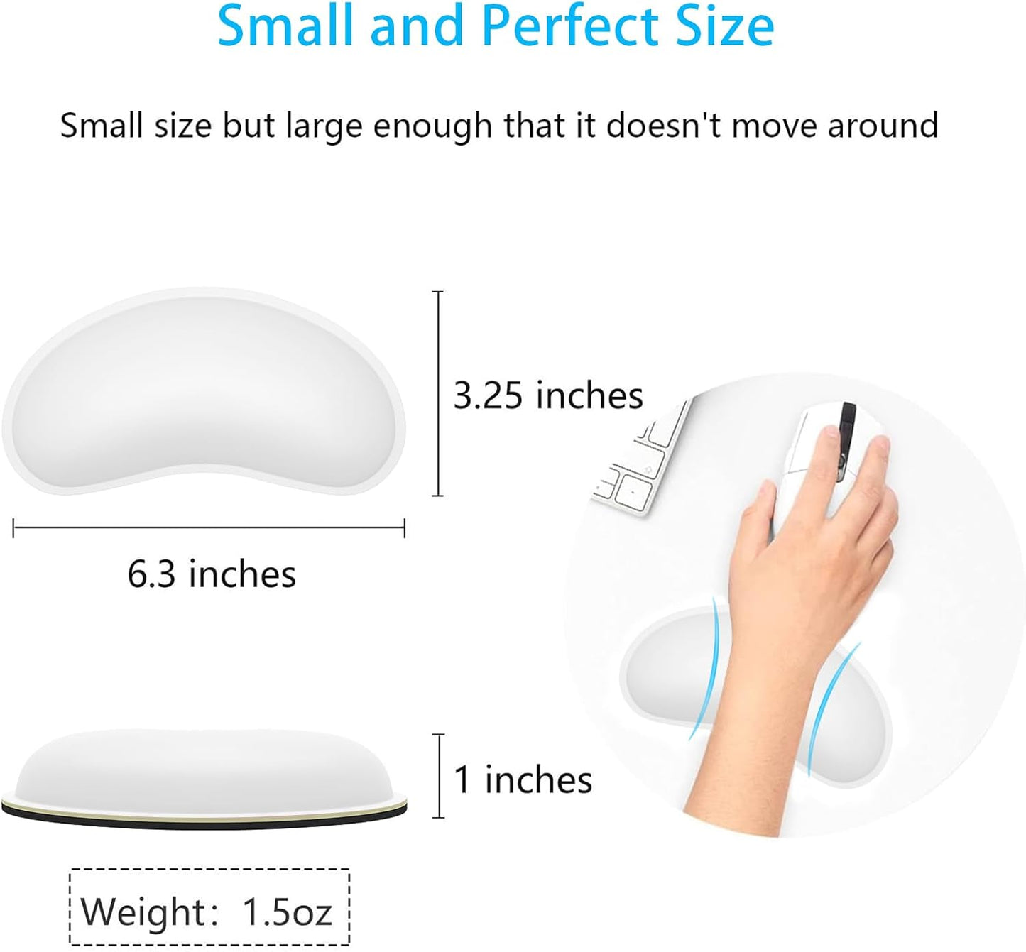 Dapesuom Mouse Wrist Rest, Ergonomic Memory Foam Mouse Wrist for Computer Desk Mats Support, PU Leather Hand Rest Pad Cushion for Gaming, Laptop, Men, Women, Pain Relief & Easy Typing, Black