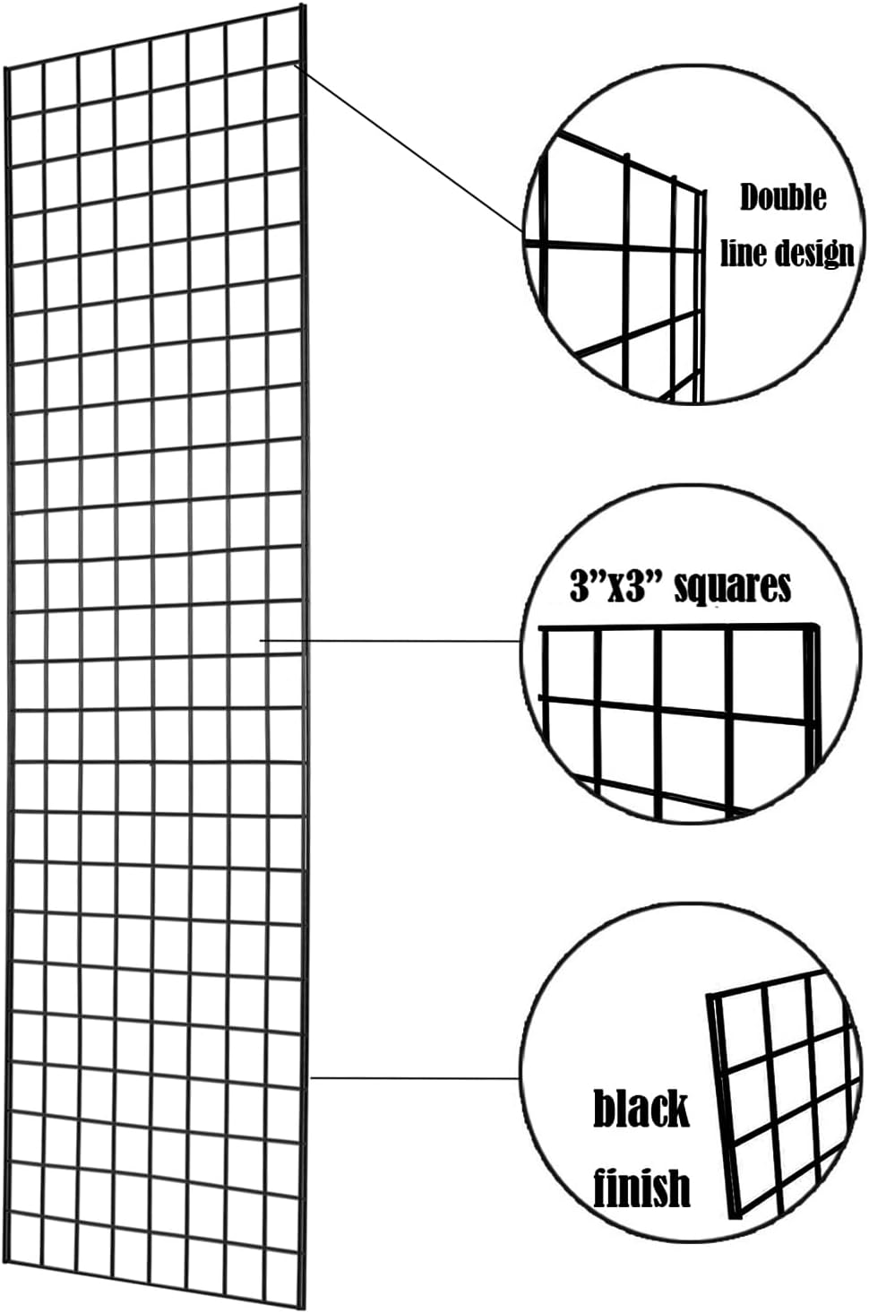 Grid Wall Commercial Grade Gridwall Panels – Heavy Duty Grid Panel for Any Retail Display Wall Grid 2' Width x 6' Height, White (Pack of 3)