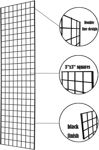 Grid Wall Commercial Grade Gridwall Panels – Heavy Duty Grid Panel for Any Retail Display Wall Grid 2' Width x 6' Height, White (Pack of 3)