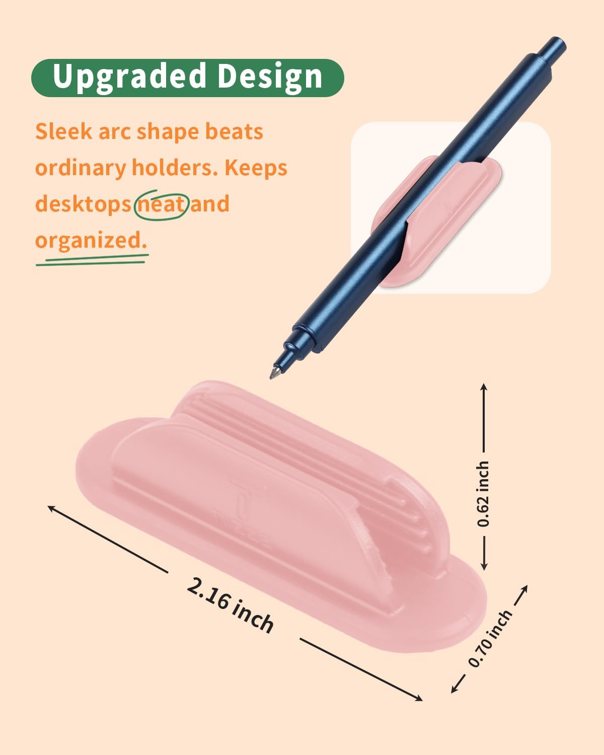 Tiizze 10 Pack Adhesive Pencil Holder for Desk, Silicone Pen Holder for Wall, Clipboard & Laptop with 15 Upgraded Sticky Pads, Rugged Grip Pencil Holders for Classroom Teacher Essentials (Black)