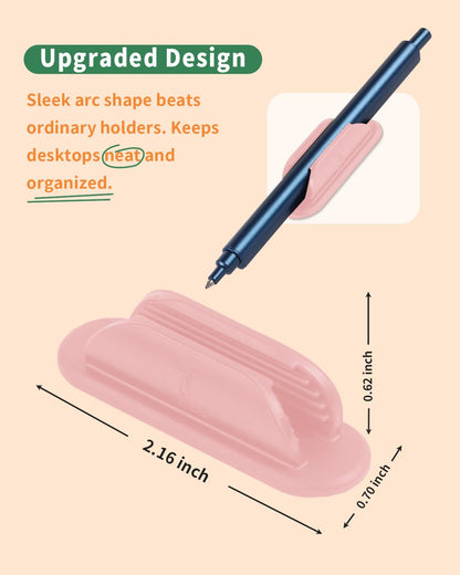 Tiizze 10 Pack Adhesive Pencil Holder for Desk, Silicone Pen Holder for Wall, Clipboard & Laptop with 15 Upgraded Sticky Pads, Rugged Grip Pencil Holders for Classroom Teacher Essentials (Black)