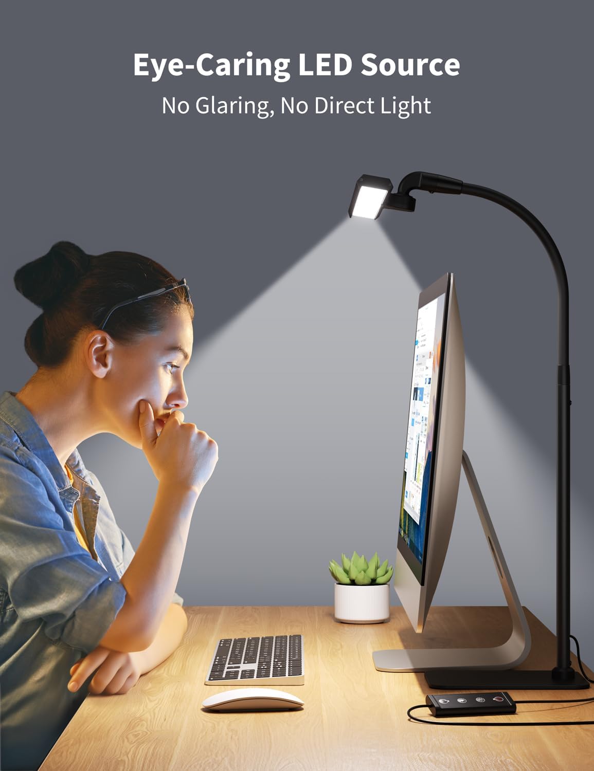 Desk Lamp with USB Charging Port for Home Office 24w Architect Remote Base Dual Task Led Light Modern 5 Color Modes Dimmable Adjustable Gooseneck Double Head Reading Drafting Eye Caring Tall Lamps