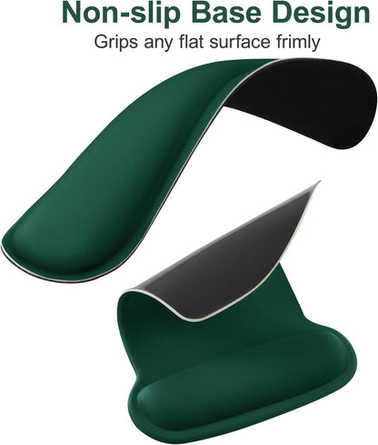 MOSISO Wrist Rest Support for Mouse Pad & Keyboard Set, Ergonomic Mousepad Non-Slip Base Home/Office Pain Relief & Easy Typing Cushion with Neoprene Cloth & Raised Memory Foam, Black