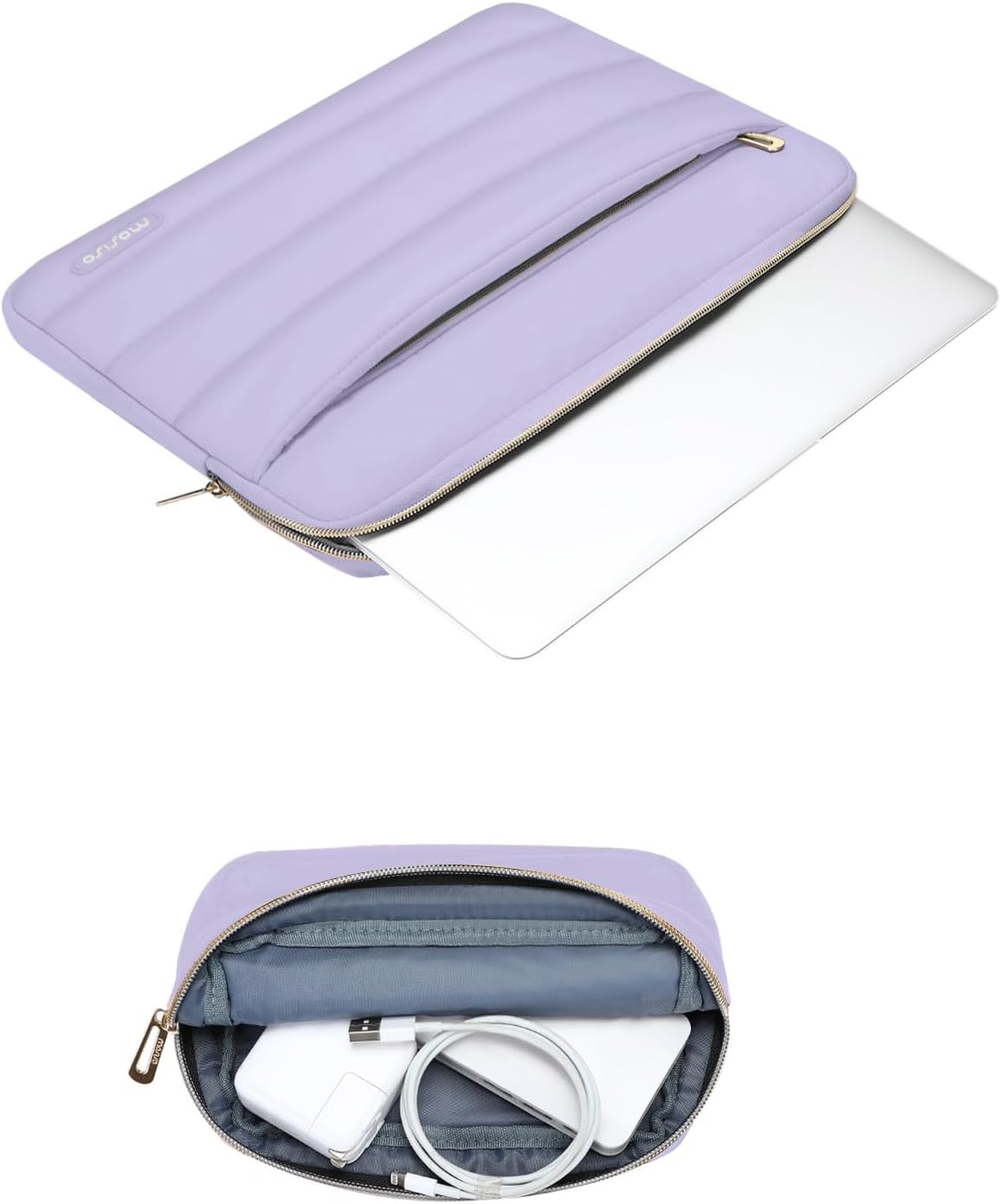 MOSISO Laptop Case 13.3 inch,13-13.3 inch Puffy Laptop Sleeve Compatible with MacBook Neo/Air 13.6 M5 M4 M3 M2 M1/Pro 13/14,HP Dell ASUS Lenovo,Polyester Horizontal Bag with Small Case, Sand