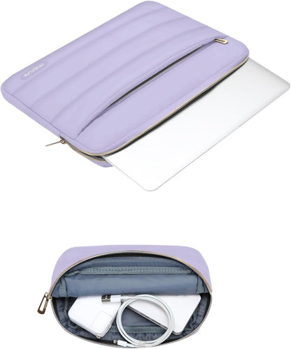 MOSISO Laptop Case 13.3 inch,13-13.3 inch Puffy Laptop Sleeve Compatible with MacBook Neo/Air 13.6 M5 M4 M3 M2 M1/Pro 13/14,HP Dell ASUS Lenovo,Polyester Horizontal Bag with Small Case, Sand