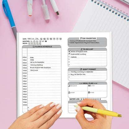 qianshan Travelers Notebook Inserts with PVC Sleeve,Undated Weekly Planner,Weekly To Do List Notepad,TN Journal,30 Sheets,8.5" x 4.7",Pocket Travelers Notebook for Journals,Diaries,Planners,Pink Cat