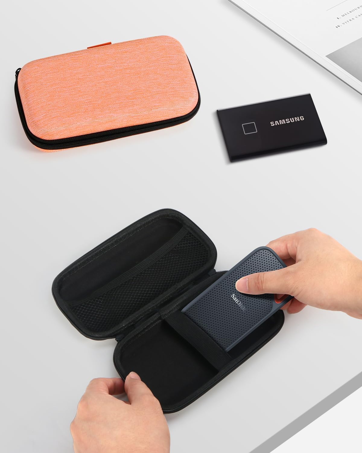 Portable Protection Hard EVA Case for External Battery, Cell Phone, GPS, Hard Drive, USB/Charging Cable, Small Carrying Bag Mesh Inner Pocket, Zipper Enclosure, Universal Travel Pouch Bag