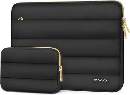 MOSISO Laptop Case 13.3 inch,13-13.3 inch Puffy Laptop Sleeve Compatible with MacBook Neo/Air 13.6 M5 M4 M3 M2 M1/Pro 13/14,HP Dell ASUS Lenovo,Polyester Horizontal Bag with Small Case, Sand