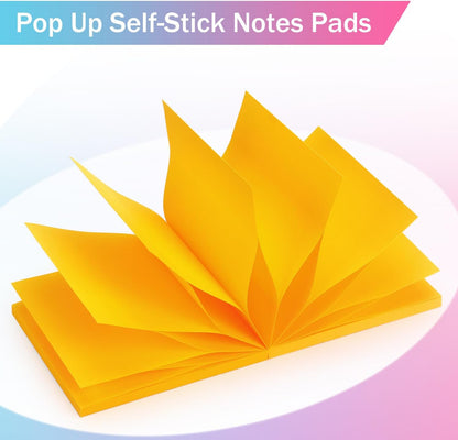 Osboo Sticky Notes 3x3 Pop Up Self-Stick Notes Pads with 6 Bright Colors, Easy to Post for Office, School, Home, 6 Pads/Pack, 100 Sheets/Pad(Pop Up)